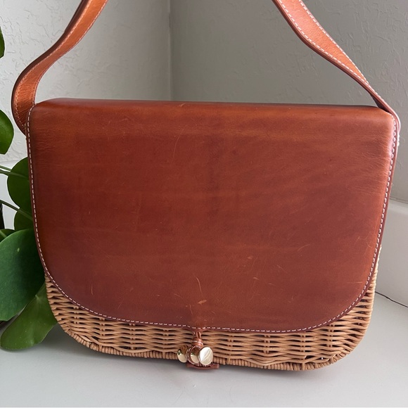 J. McLaughlin Bernice Leather/Wicker Saddle Crossbody - Picture 4 of 13